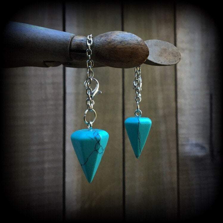 Turquoise earrings-Tunnel dangles