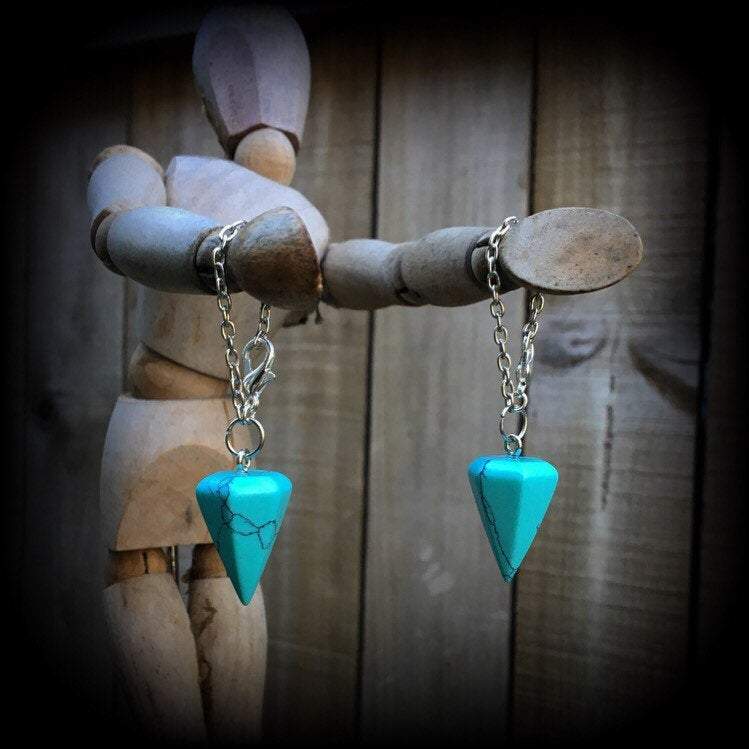 Turquoise earrings-Tunnel dangles