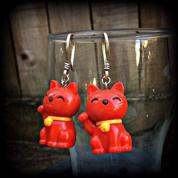 Cat earrings-Gauged earrings