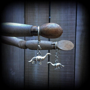 Diplodocus jewelry Dinosaur earrings Diplodocus earrings 8 gauge ear hangers Dinosaur jewellery Pierced ears Ear gauges Stocking stuffers Party favours Tunnels Tunnel earrings Tunnel dangles Stretched ears Stretched lobes Gauged earrings Dinosaur jewelry