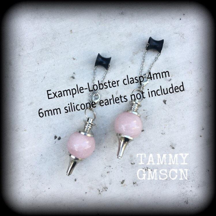 Rose Quartz earrings-Tunnel earrings