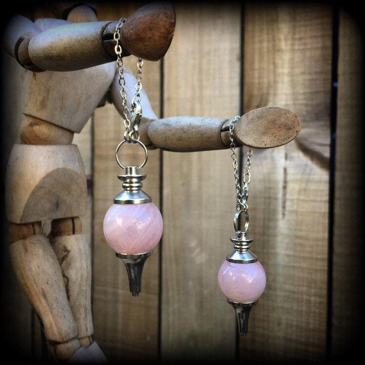 Rose Quartz earrings-Tunnel earrings