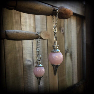 Rose Quartz earrings-Tunnel earrings