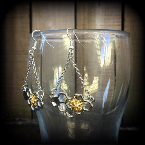 Bee earrings-Beehive earrings