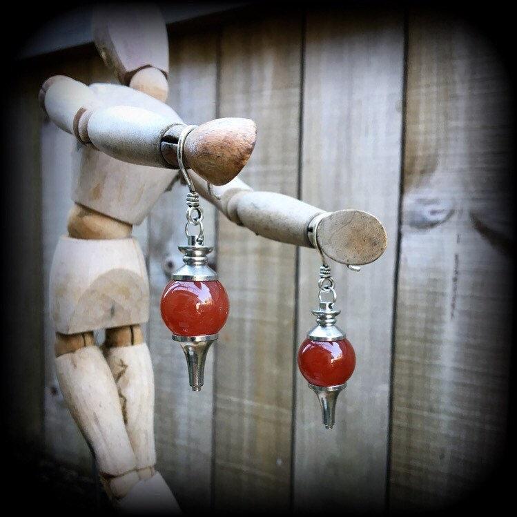 Red Jasper earrings-Jasper ear hangers