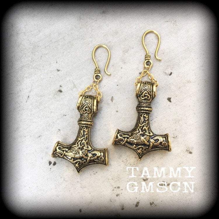 Thors Hammer gauged earrings