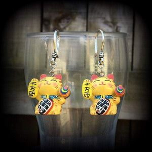 Maneki Neko earrings-Japanese Cat earrings