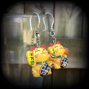 Maneki Neko earrings-Japanese Cat earrings