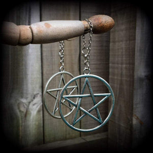 Pentagram earrings-Tunnel dangles