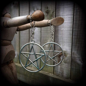 Pentagram earrings-Tunnel dangles