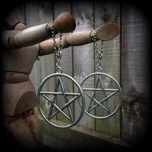 Pentagram earrings-Tunnel dangles