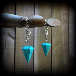 Turquoise earrings-Tunnel dangles