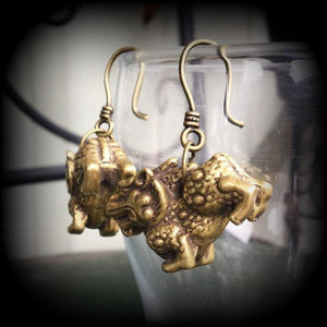 Foo Dog earrings-Chinese lion ear hangers