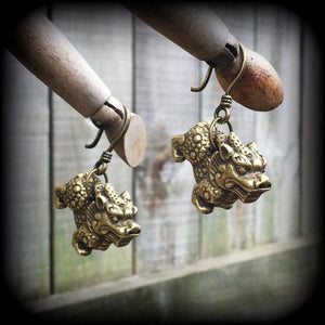 Foo Dog earrings-Chinese lion ear hangers