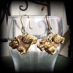 Foo Dog earrings-Chinese lion ear hangers