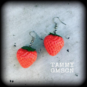 Strawberry earrings-Fruit earrings