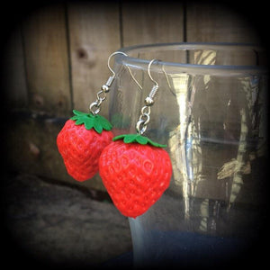 Strawberry earrings-Fruit earrings