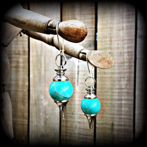 Turquoise ball pendulum earrings