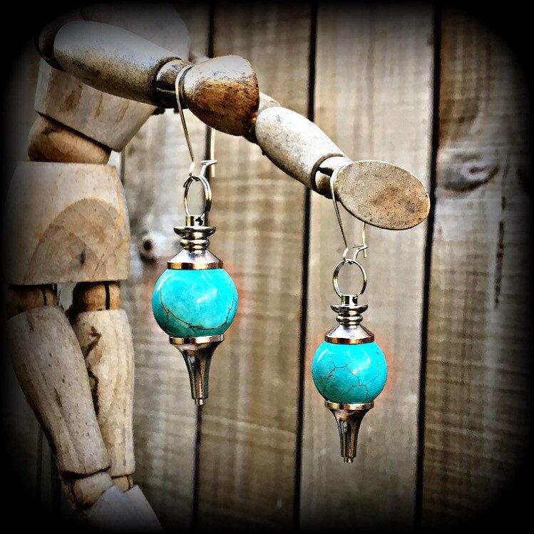 Turquoise ball pendulum earrings