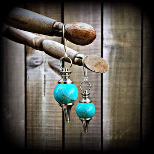 Turquoise ball pendulum earrings