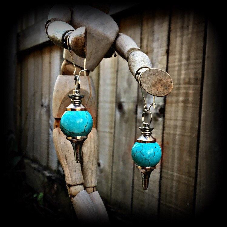 Turquoise ball pendulum earrings