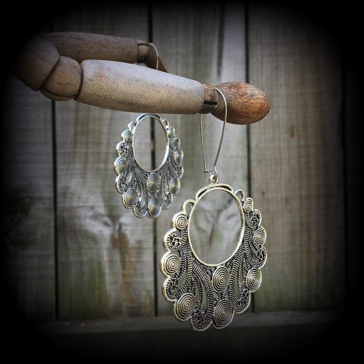 Ornate silver filigree earrings