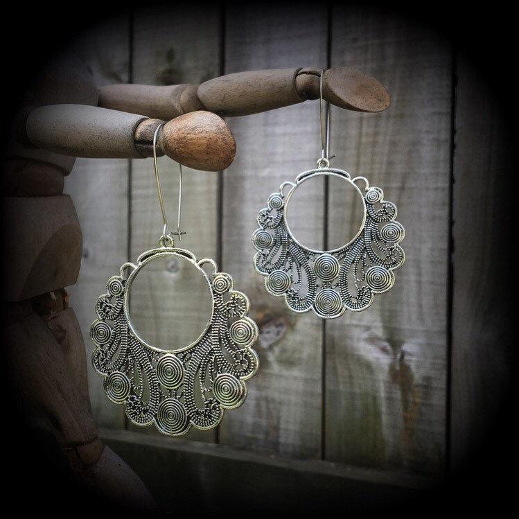 Ornate silver filigree earrings