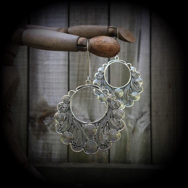 Ornate silver filigree earrings