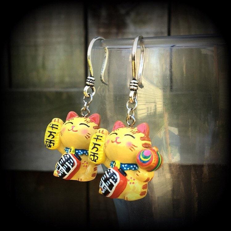 Maneki Neko earrings-Japanese Cat earrings