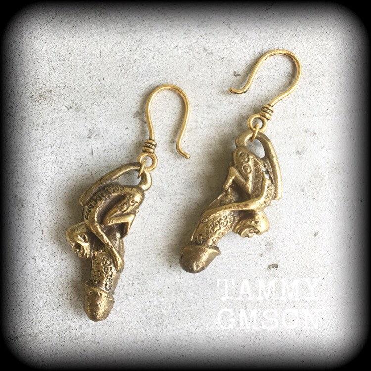 Monkey dick earrings-Luck earrings