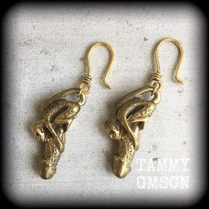 Monkey dick earrings-Luck earrings