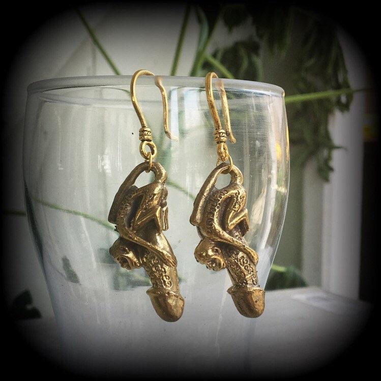 Monkey dick earrings-Luck earrings