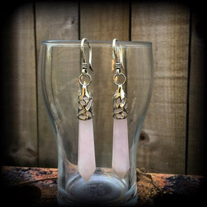 Rose Quartz gauged earrings