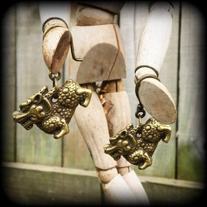 Foo Dog earrings-Chinese lion ear hangers