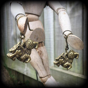 Foo Dog earrings-Chinese lion ear hangers