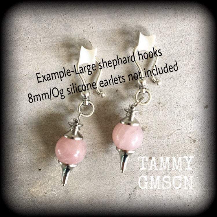 Rose Quartz earrings-Tunnel earrings