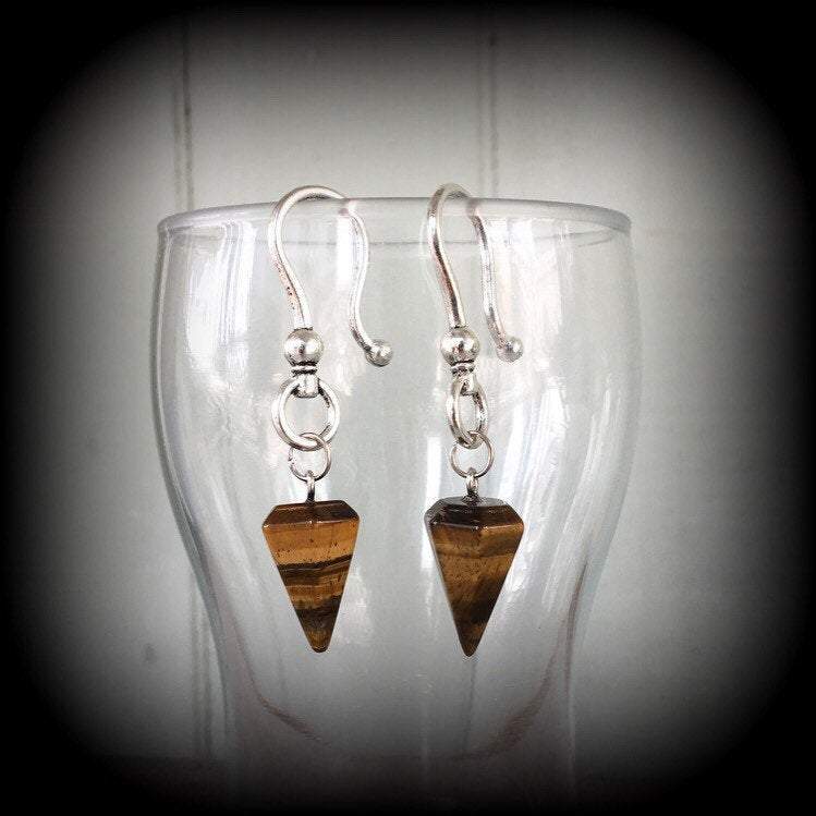 Tigers Eye earrings-Ear hangers