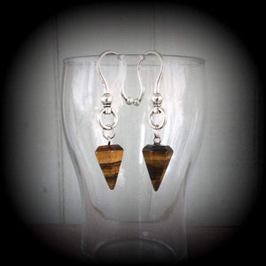 Tigers Eye earrings-Ear hangers