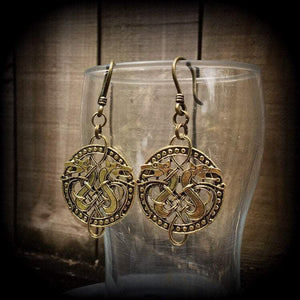 Celtic dragon earrings-Double dragon earrings