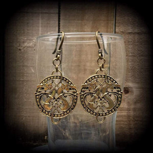 Celtic dragon earrings-Double dragon earrings