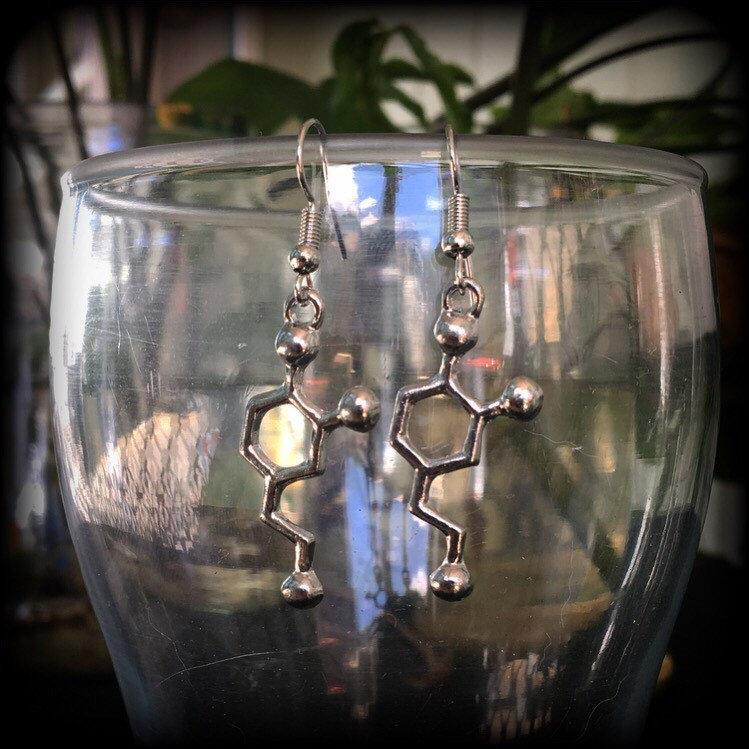 Dopamine molecule earrings