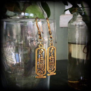 Egyptian cartouche earrings-Ear hangers