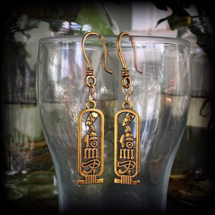 Egyptian cartouche earrings-Ear hangers