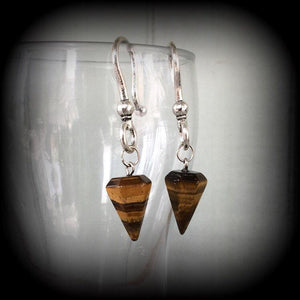 Tigers Eye earrings-Ear hangers