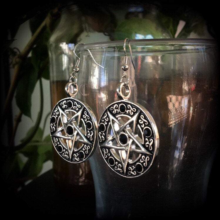 Pentagram earrings-Gothic earrings