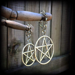 Pentagram tunnel friendly earrings