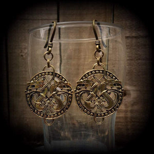 Celtic dragon earrings-Double dragon earrings