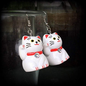 Maneki Neko cat earrings-Japanese cat earrings