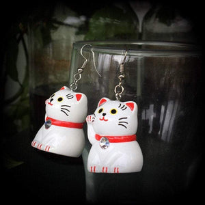 Maneki Neko cat earrings-Japanese cat earrings