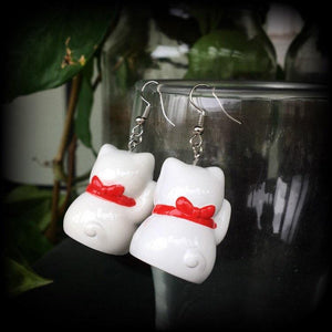 Maneki Neko cat earrings-Japanese cat earrings